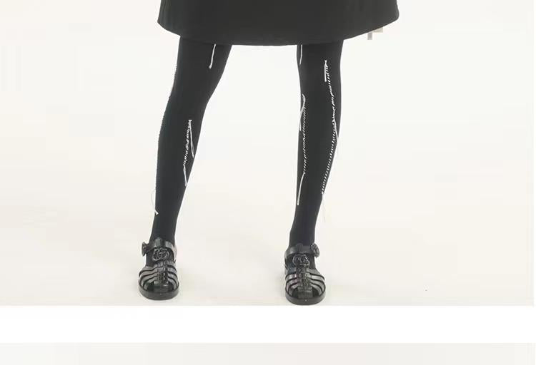 LIMISEVEN · Hand-Stitched Irregular-Line Knee-High Socks