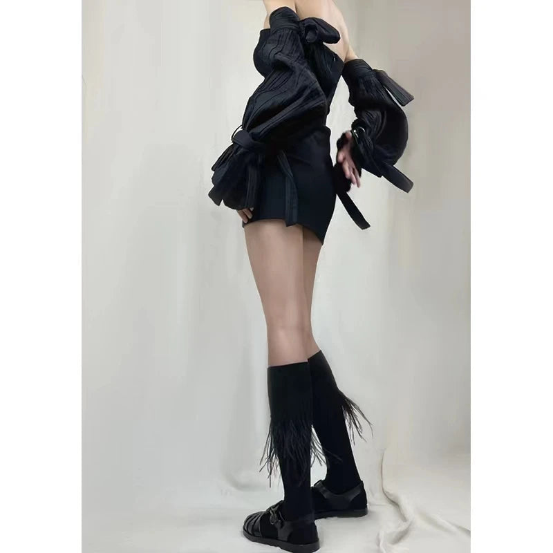 LIMISEVEN · Oversized Black Gothic Arm Warmers