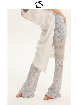 LIMISEVEN · Blue Lightweight Knit Trousers