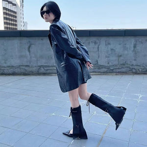 LIMISEVEN · Patchwork Drawstring Boot and Leg Covers