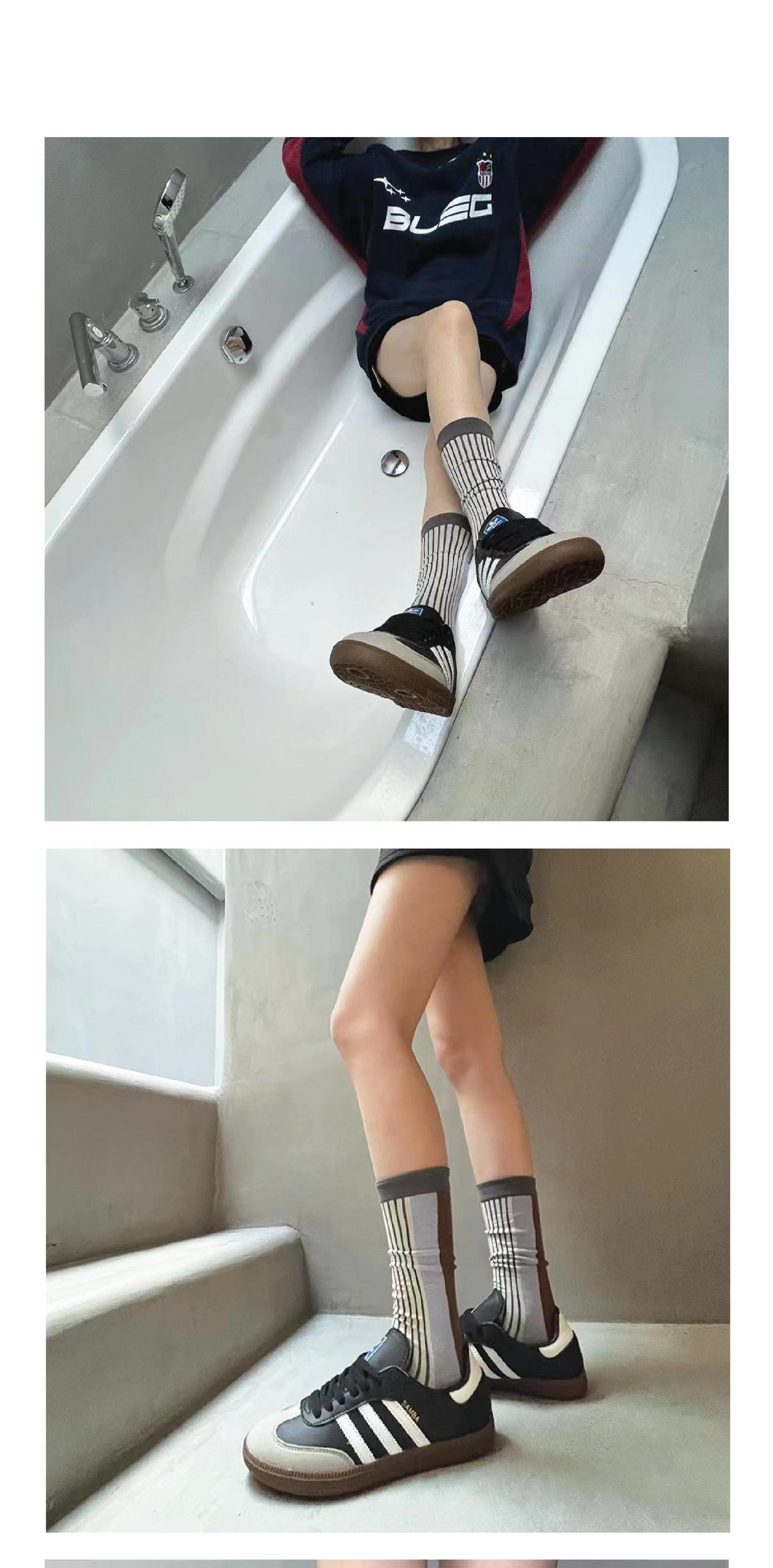 LIMISEVEN · Minimalist Striped Mid-Calf Socks