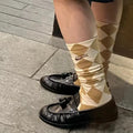 LIMISEVEN · Wool Diamond Plaid Mid-Calf Socks