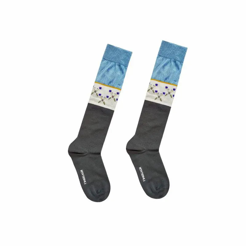 LIMISEVEN · Vintage Pattern Patchwork Silky Mid-Calf Socks