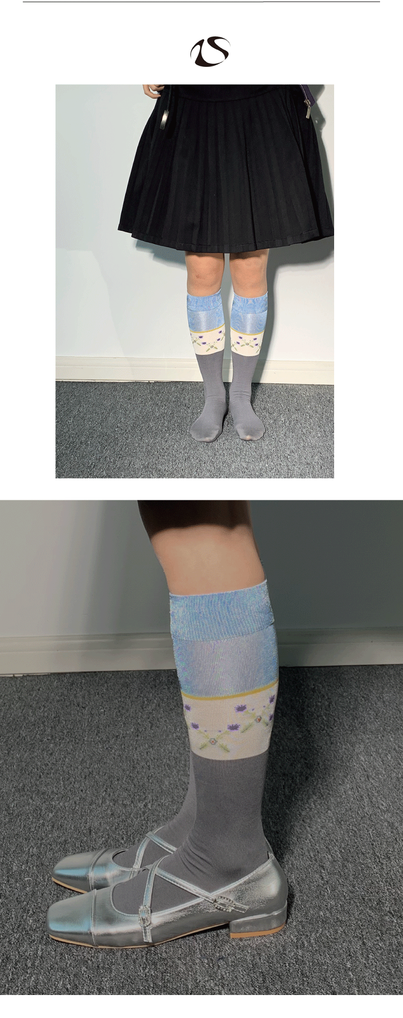 LIMISEVEN · Vintage Pattern Patchwork Silky Mid-Calf Socks