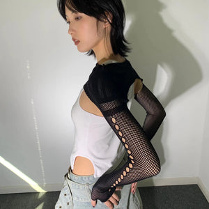 LIMISEVEN · Side-Cutout Cropped Long-Sleeve Top