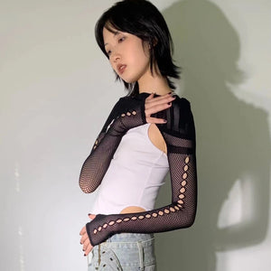LIMISEVEN · Side-Cutout Cropped Long-Sleeve Top