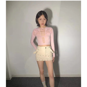 LIMISEVEN · Cutout Round-Neck Fitted Top
