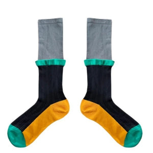 LIMISEVEN · Contrast Patchwork Mid-Calf Socks