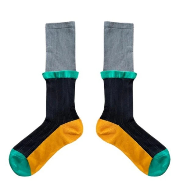 LIMISEVEN · Contrast Patchwork Mid-Calf Socks