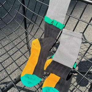 LIMISEVEN · Contrast Patchwork Mid-Calf Socks