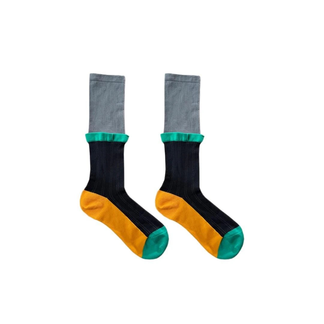LIMISEVEN · Contrast Patchwork Mid-Calf Socks