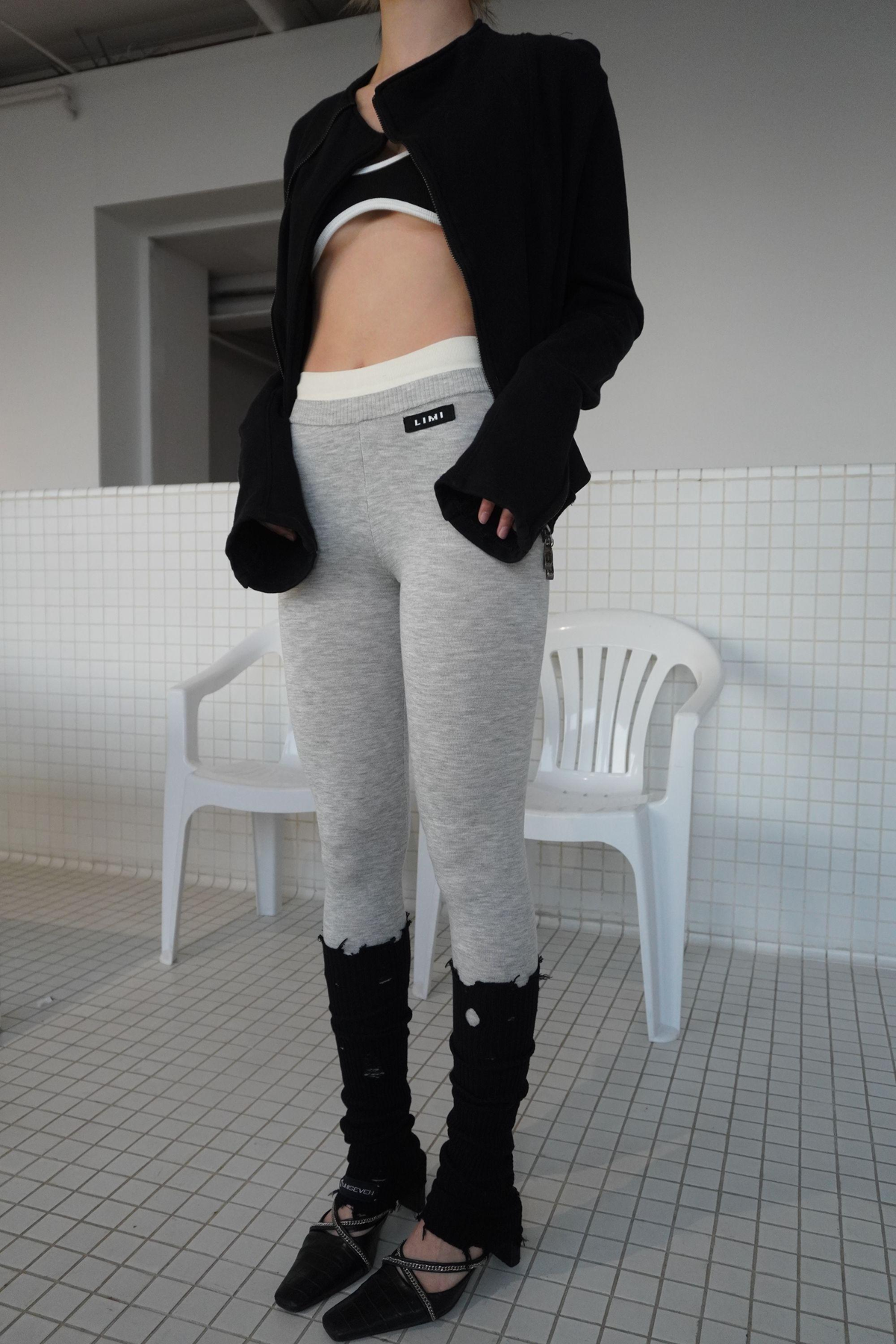 LIMISEVEN · Color-Block Low-Rise Knit Leggings