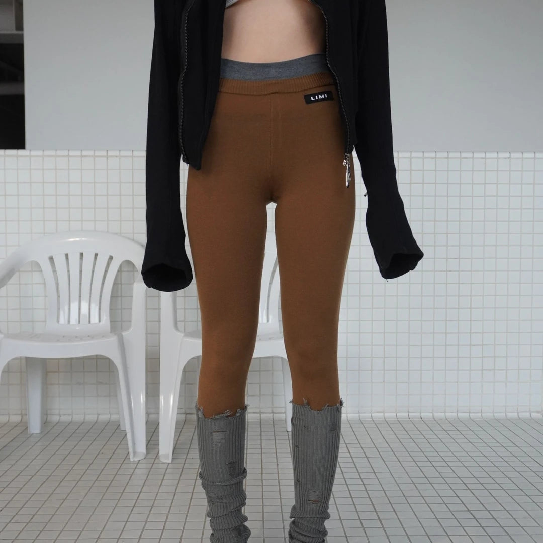 LIMISEVEN · Color-Block Low-Rise Knit Leggings