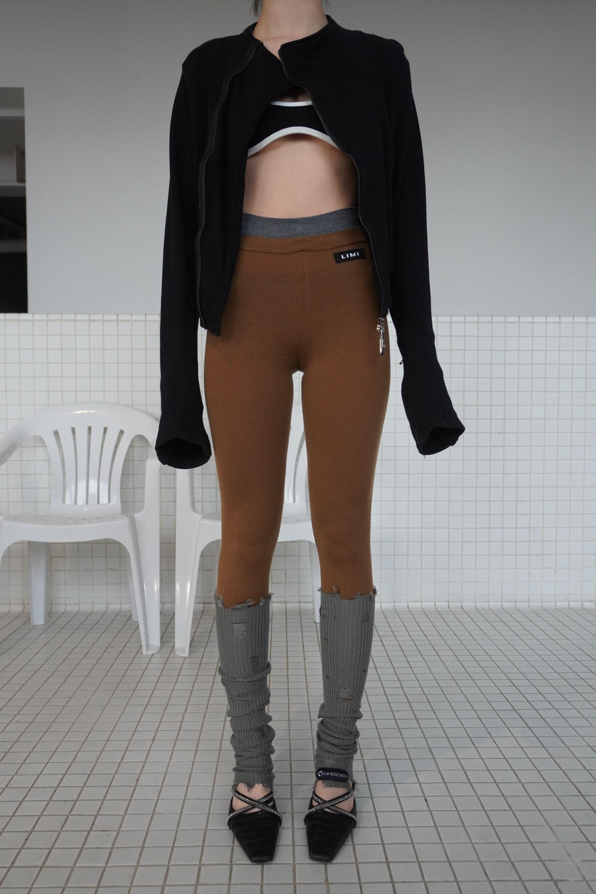 LIMISEVEN · Color-Block Low-Rise Knit Leggings