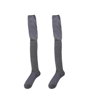 LIMISEVEN · Solid-Color Ribbed Knee-High Socks with Contrast Cuffs