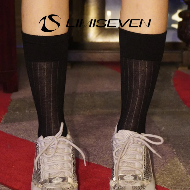 LIMISEVEN · Everyday Solid-Color Ribbed Mid-Calf Socks