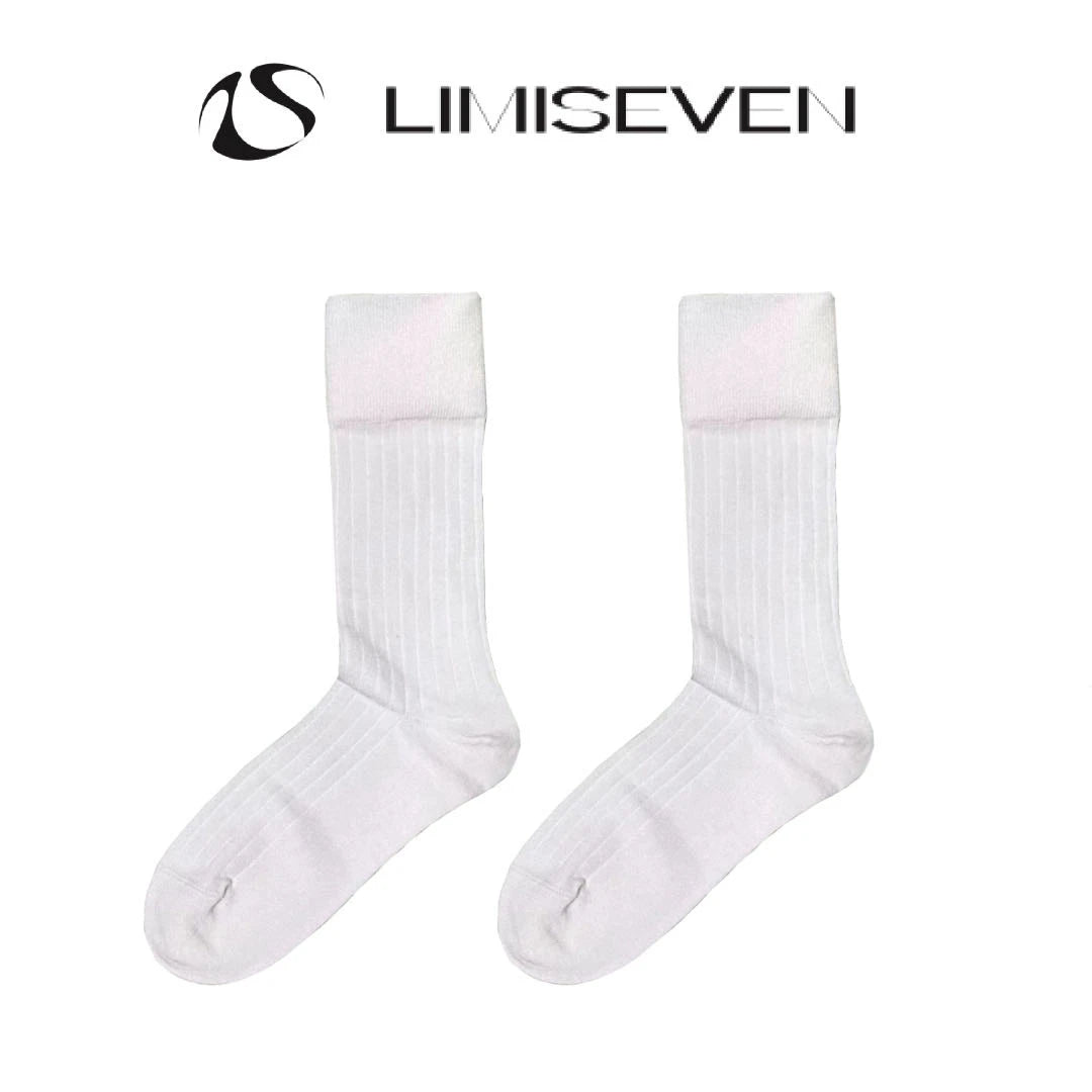 LIMISEVEN · Everyday Solid-Color Ribbed Mid-Calf Socks