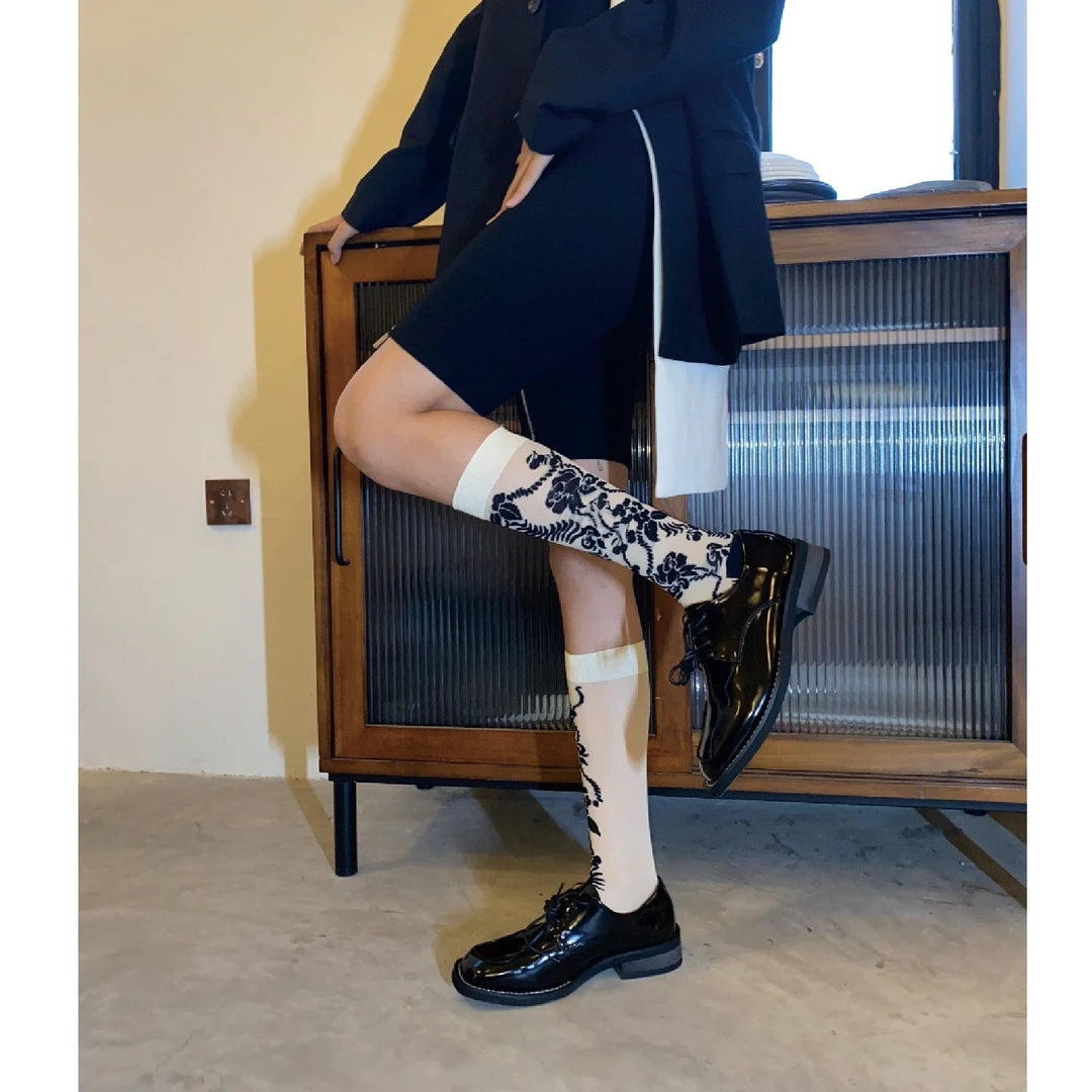 LIMISEVEN · Vintage Chinese Floral Lightweight Socks