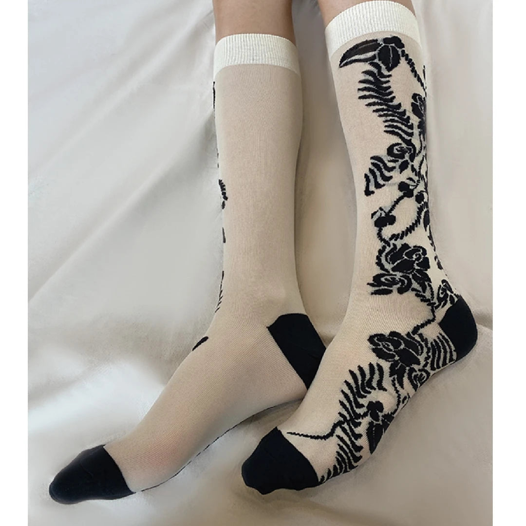LIMISEVEN · Vintage Chinese Floral Lightweight Socks