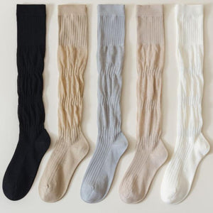 LIMISEVEN · Solid-Color Ribbed Mid-Calf Slouch Socks