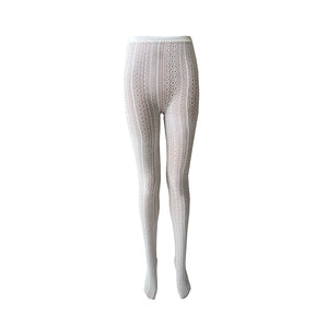 LIMISEVEN · White High-Waist Openwork Lace Tights
