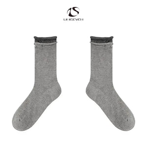 LIMISEVEN · Color-Block Double-Cuff Mid-Calf Socks
