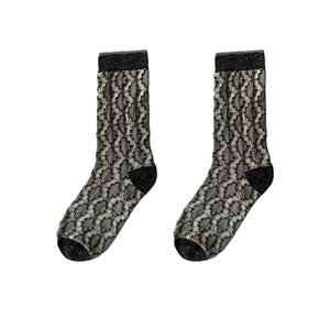 LIMISEVEN · Vintage Metallic Diamond Pattern Socks