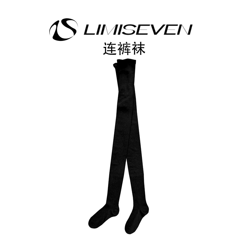 LIMISEVEN · Vintage Solid-Color Ribbed Tights
