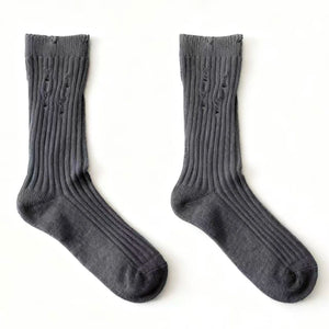 LIMISEVEN · Distressed Ribbed Mid-Calf Socks