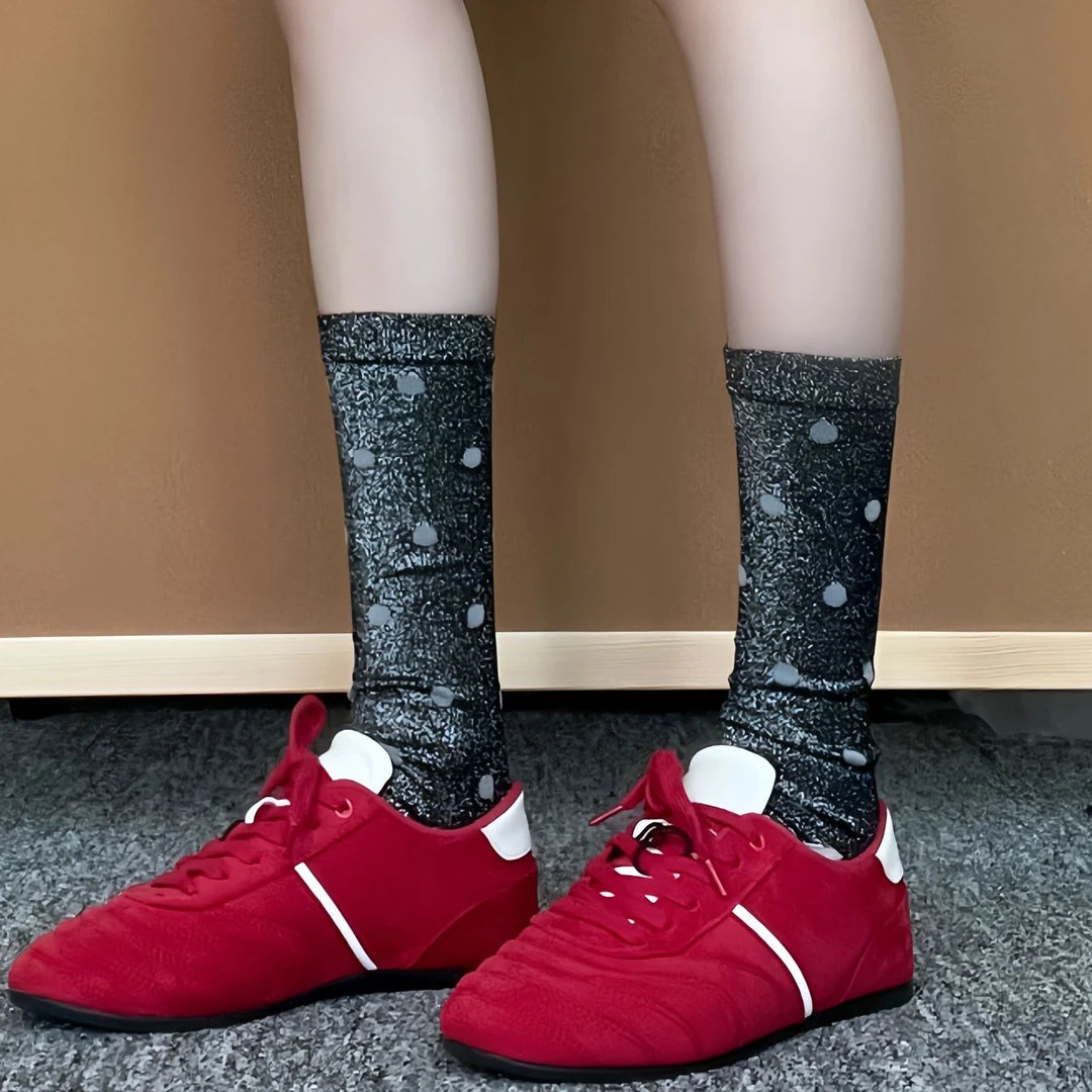LIMISEVEN · Silky Polka Dot Mid-Calf Socks