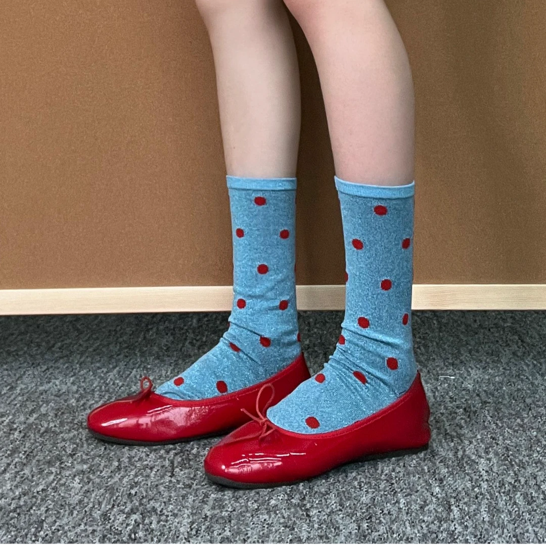 LIMISEVEN · Silky Polka Dot Mid-Calf Socks