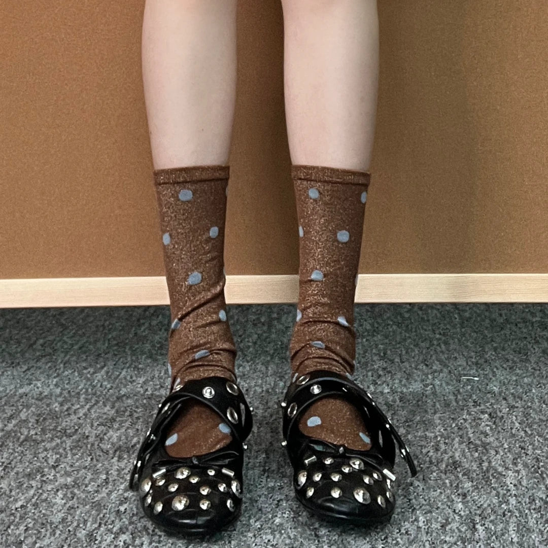 LIMISEVEN · Silky Polka Dot Mid-Calf Socks