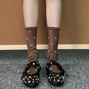 LIMISEVEN · Silky Polka Dot Mid-Calf Socks