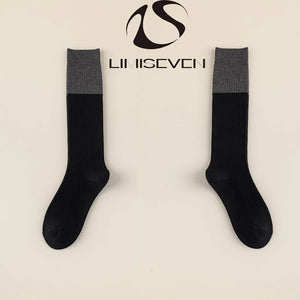 LIMISEVEN · Color-Block Ribbed Knee-High Socks