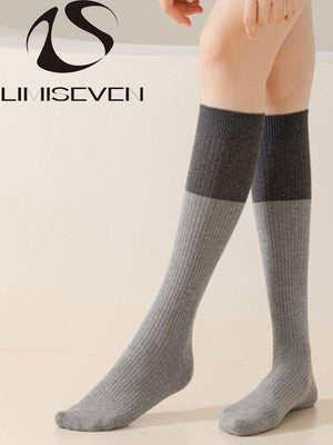 LIMISEVEN · Color-Block Ribbed Knee-High Socks