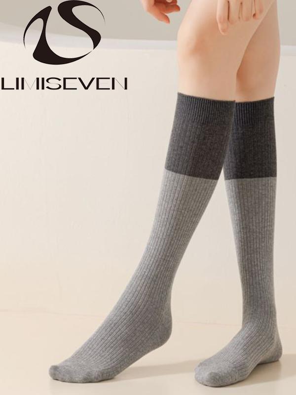 LIMISEVEN · Color-Block Ribbed Knee-High Socks