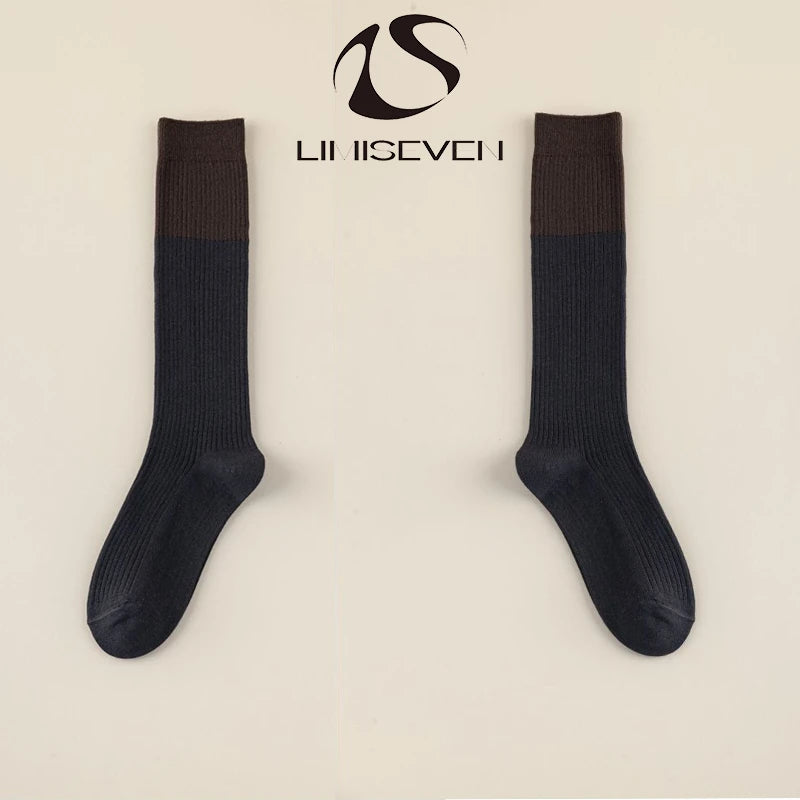 LIMISEVEN · Color-Block Ribbed Knee-High Socks