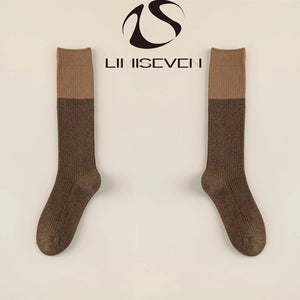 LIMISEVEN · Color-Block Ribbed Knee-High Socks