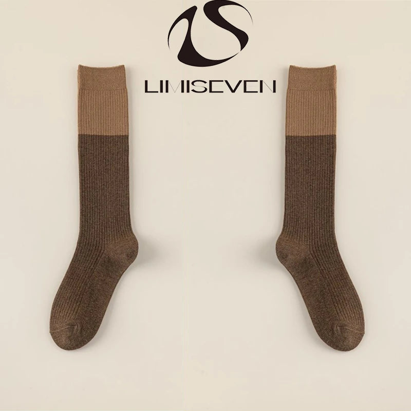 LIMISEVEN · Color-Block Ribbed Knee-High Socks