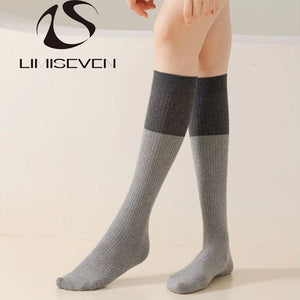 LIMISEVEN · Color-Block Ribbed Knee-High Socks