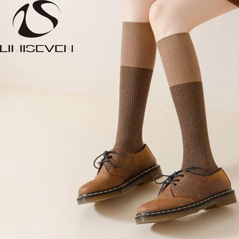 LIMISEVEN · Color-Block Ribbed Knee-High Socks