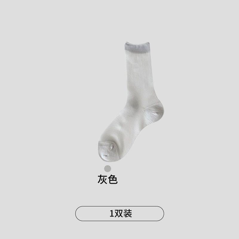 LIMISEVEN · Sheer-Cuff Colorful Mid-Calf Socks