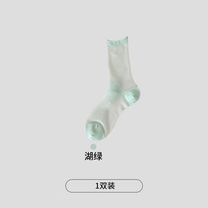 LIMISEVEN · Sheer-Cuff Colorful Mid-Calf Socks