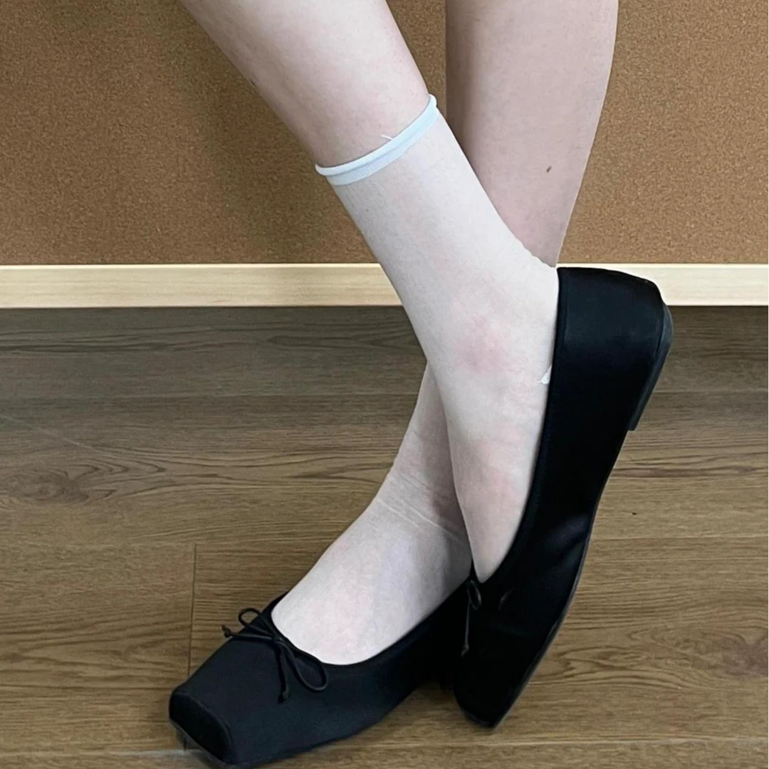 LIMISEVEN · Sheer-Cuff Colorful Mid-Calf Socks