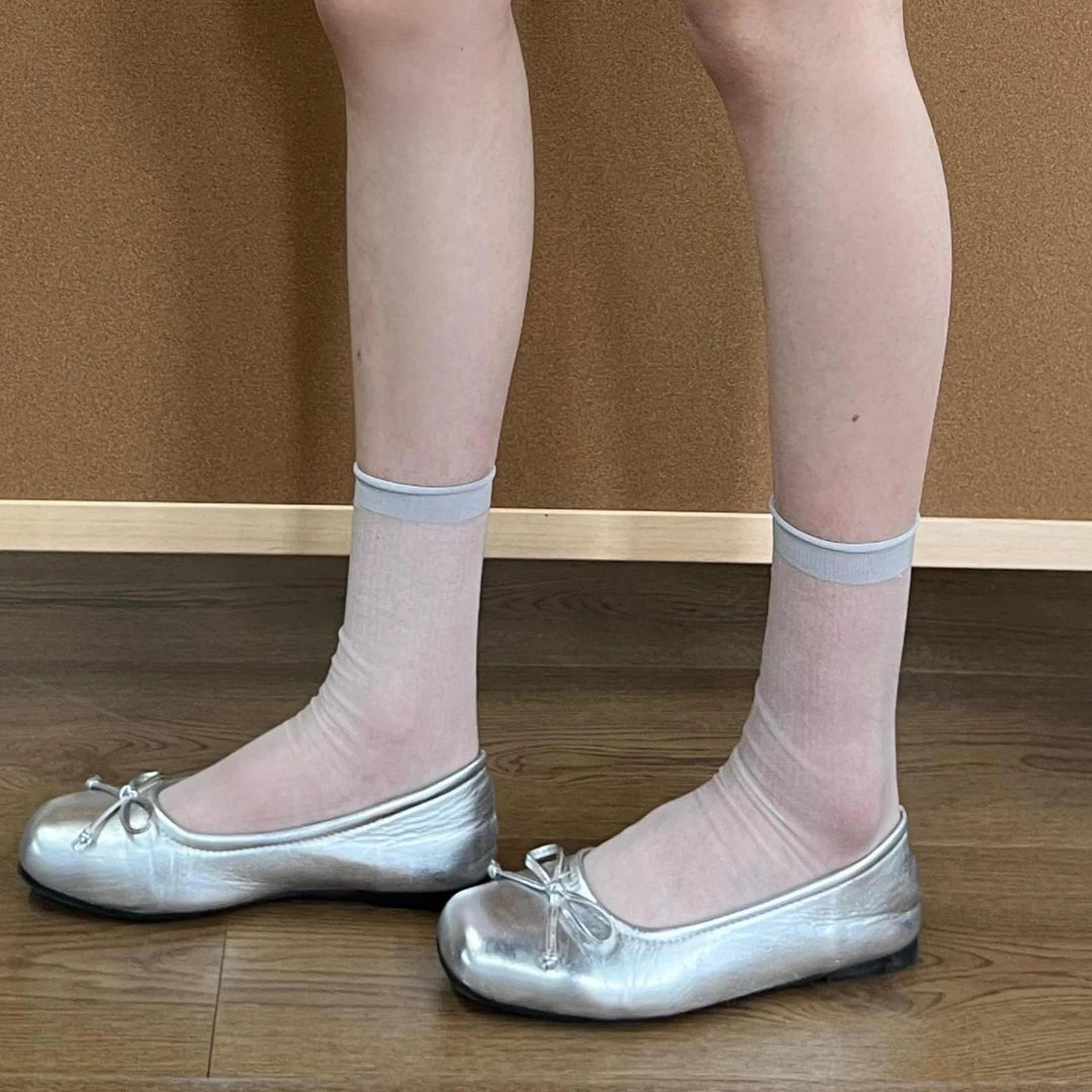 LIMISEVEN · Sheer-Cuff Colorful Mid-Calf Socks
