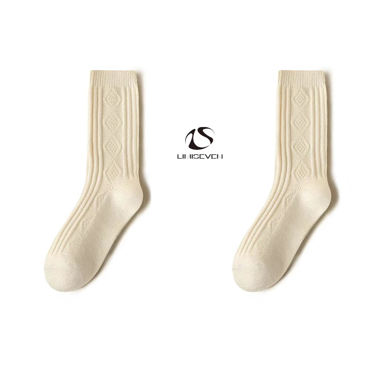 LIMISEVEN · Vintage Diamond Pattern Mid-Calf Socks