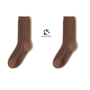 LIMISEVEN · Vintage Diamond Pattern Mid-Calf Socks