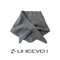 LIMISEVEN · Solid-Color Cross-Through Knit Triangle Scarf