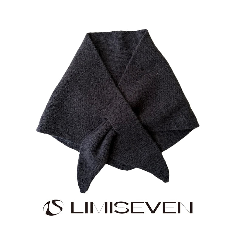 LIMISEVEN · Solid-Color Cross-Through Knit Triangle Scarf