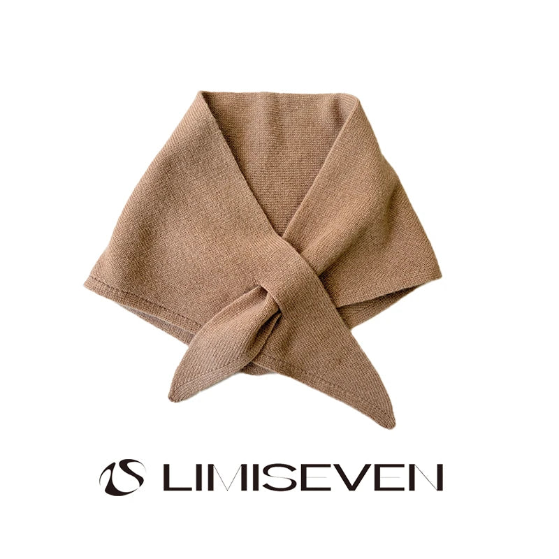 LIMISEVEN · Solid-Color Cross-Through Knit Triangle Scarf